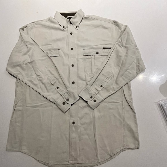 Magellan Men’s Medium Tan Button Down Men’s Pocket Shirt‎ - Picture 3 of 14